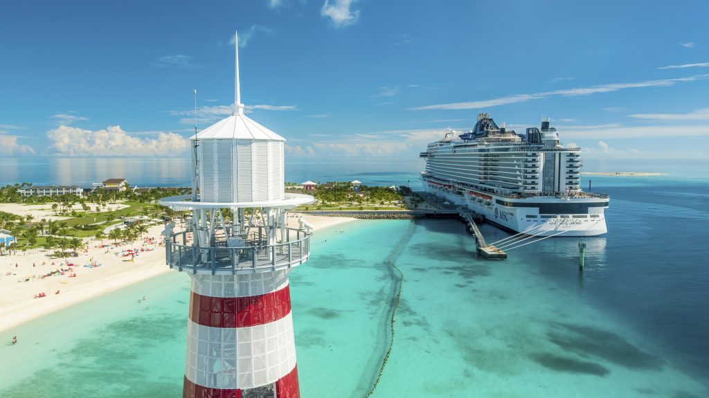 MSC Seashore's first call at Ocean Cay MSC Marine Reserve - Photo credit Conrad Schutt
